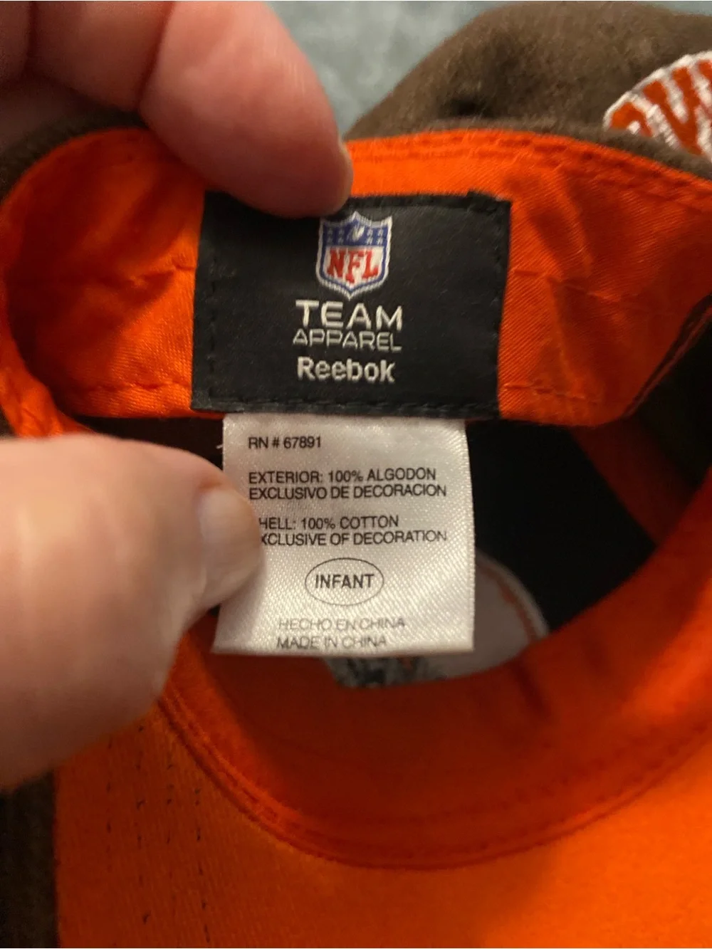 Reebok Brown Kids Baseball Cap with Orange Helmet Patch